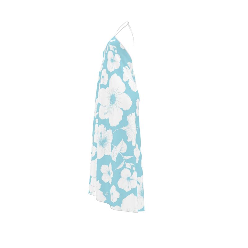 Azure Bloom Halterneck backless dress