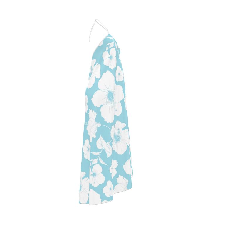 Azure Bloom Halterneck backless dress
