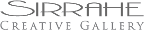 “Sirrahe Creative Gallery logo — luxury art and handmade gallery brand displayed in refined gray serif lettering with decorative emblem.”